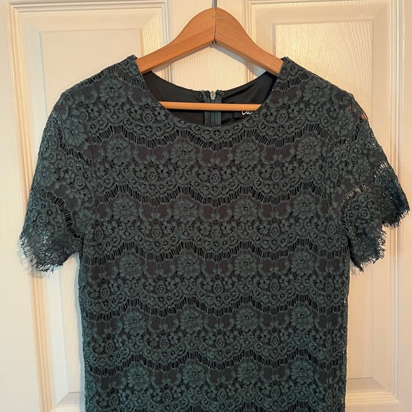 Lulu's Dark Green Lace Overlay Dress - Picture 2 of 6